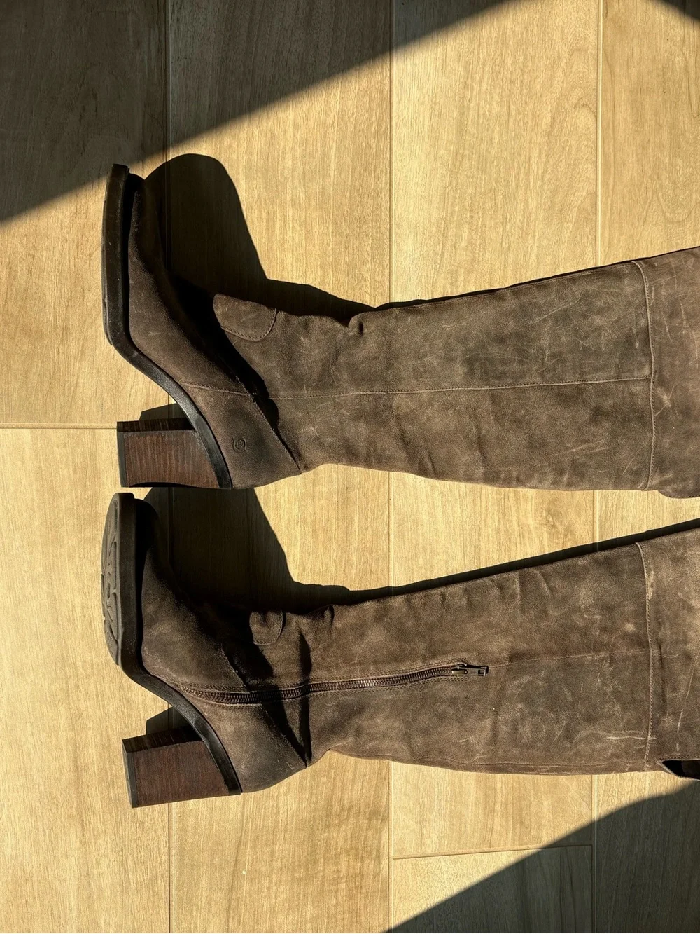 Born Womens Distressed Brown Suede Knee-High Block Boot size 11